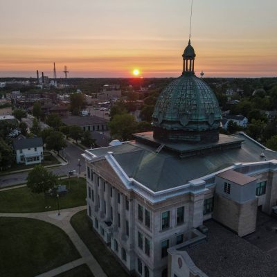 Related Article: See what’s happening around the state with these webcams | aerial view of Oneida County Courthouse in Rhinelander Wisconsin