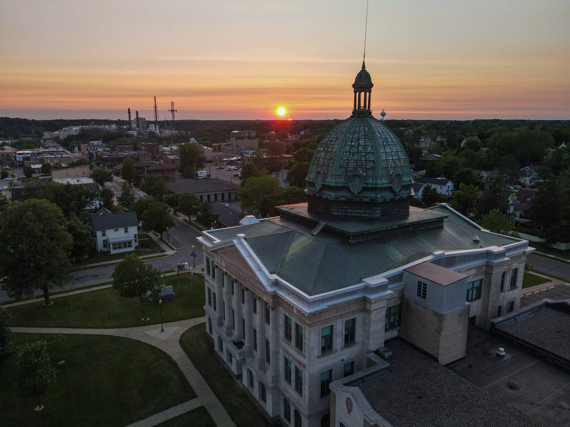 aerial view of Oneida County Courthouse in Rhinelander Wisconsin
