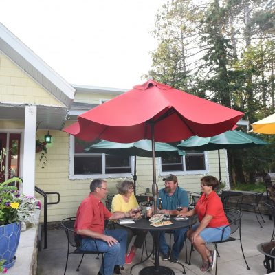 Related Article: Outdoor Dining Options | Outdoor patio at a Boulder Junction Wisconsin wine bar