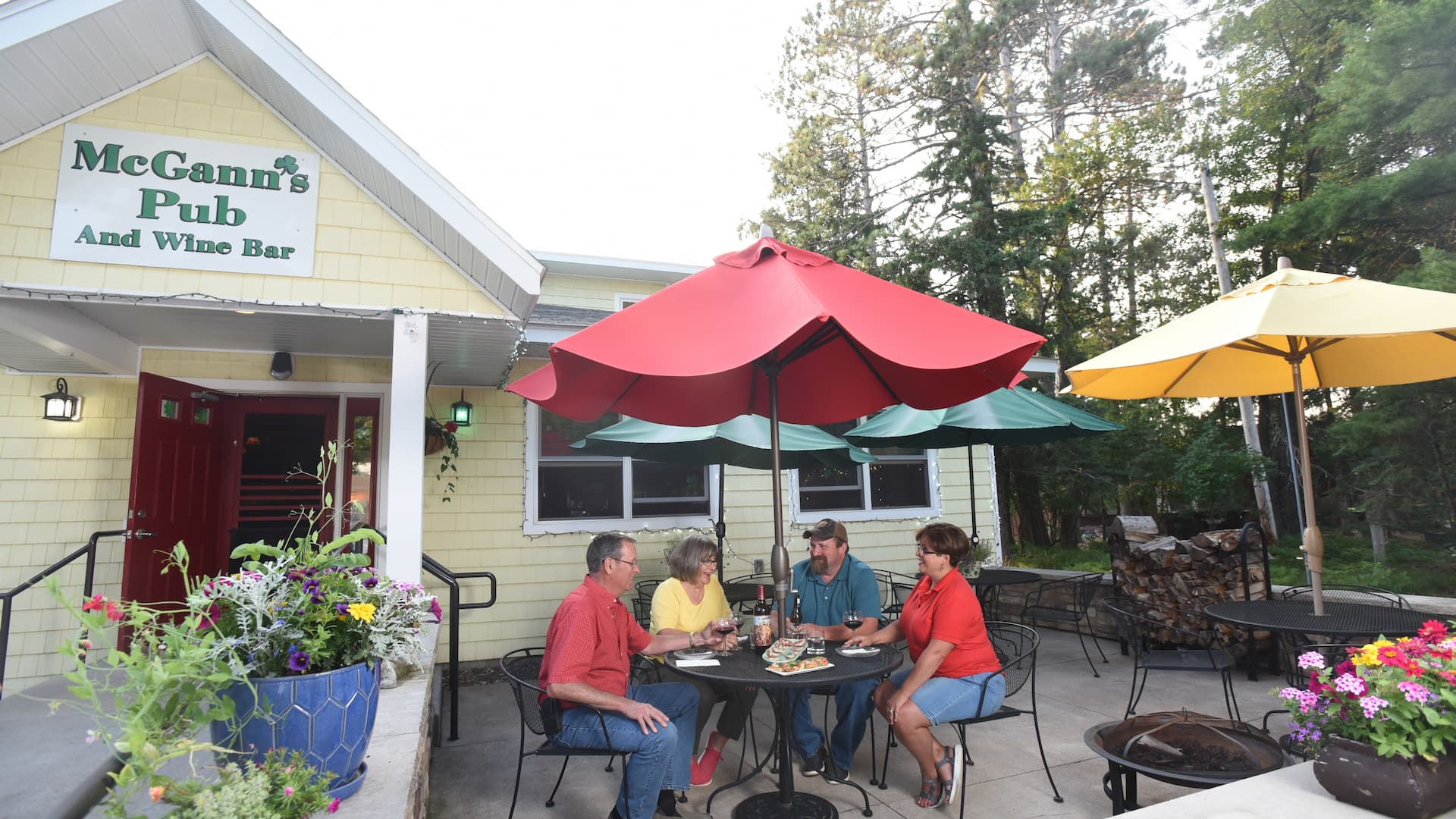 Outdoor patio at a Boulder Junction Wisconsin wine bar