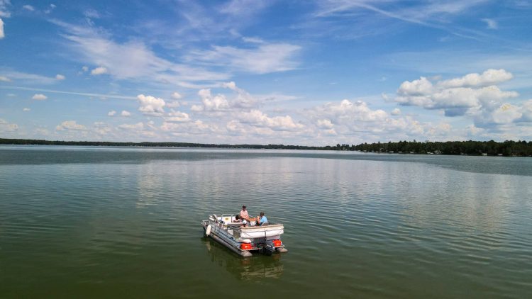 Pontoon boat on Pelican Lake Oneida County WI