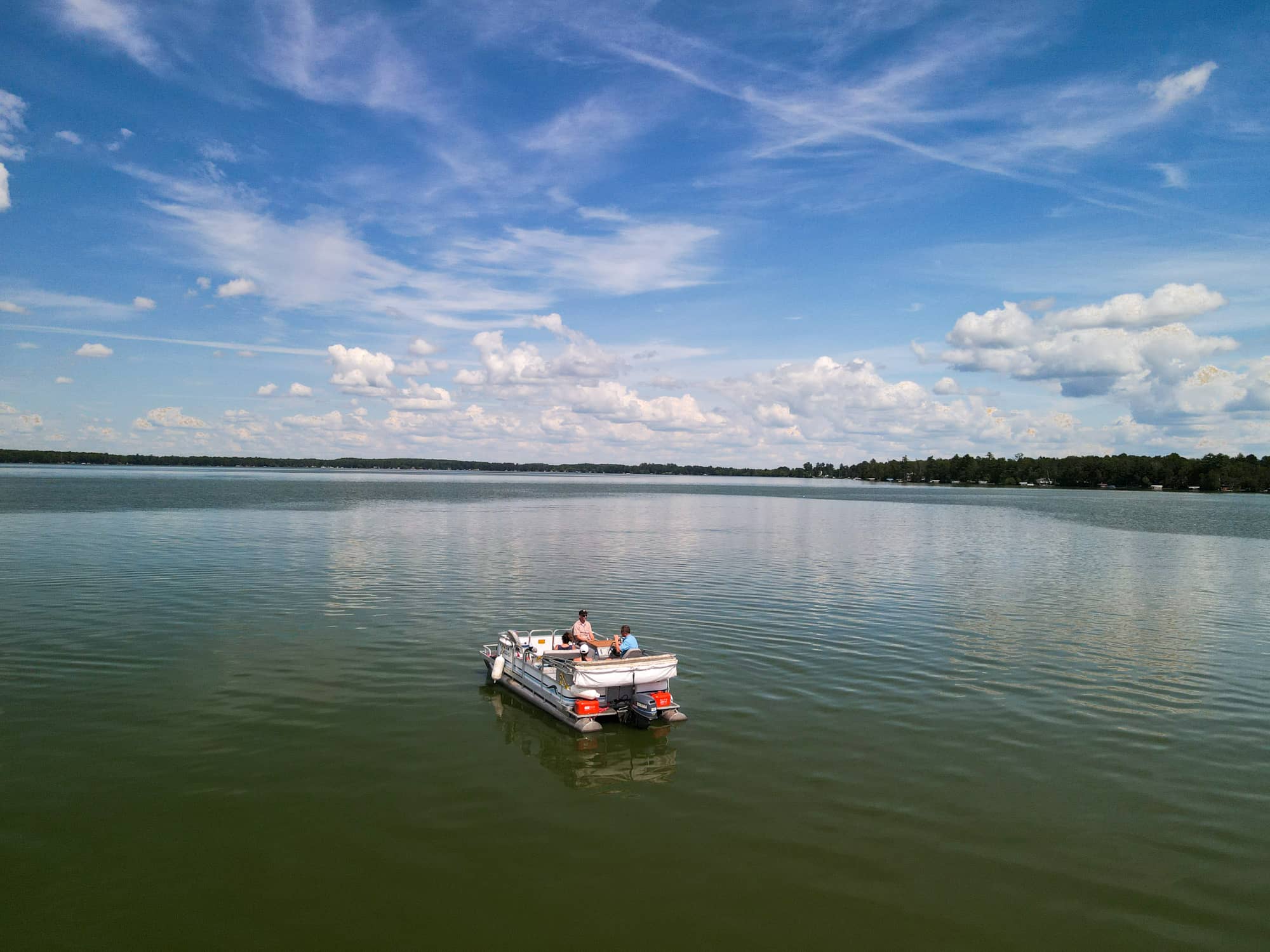 Pontoon boat on Pelican Lake Oneida County WI