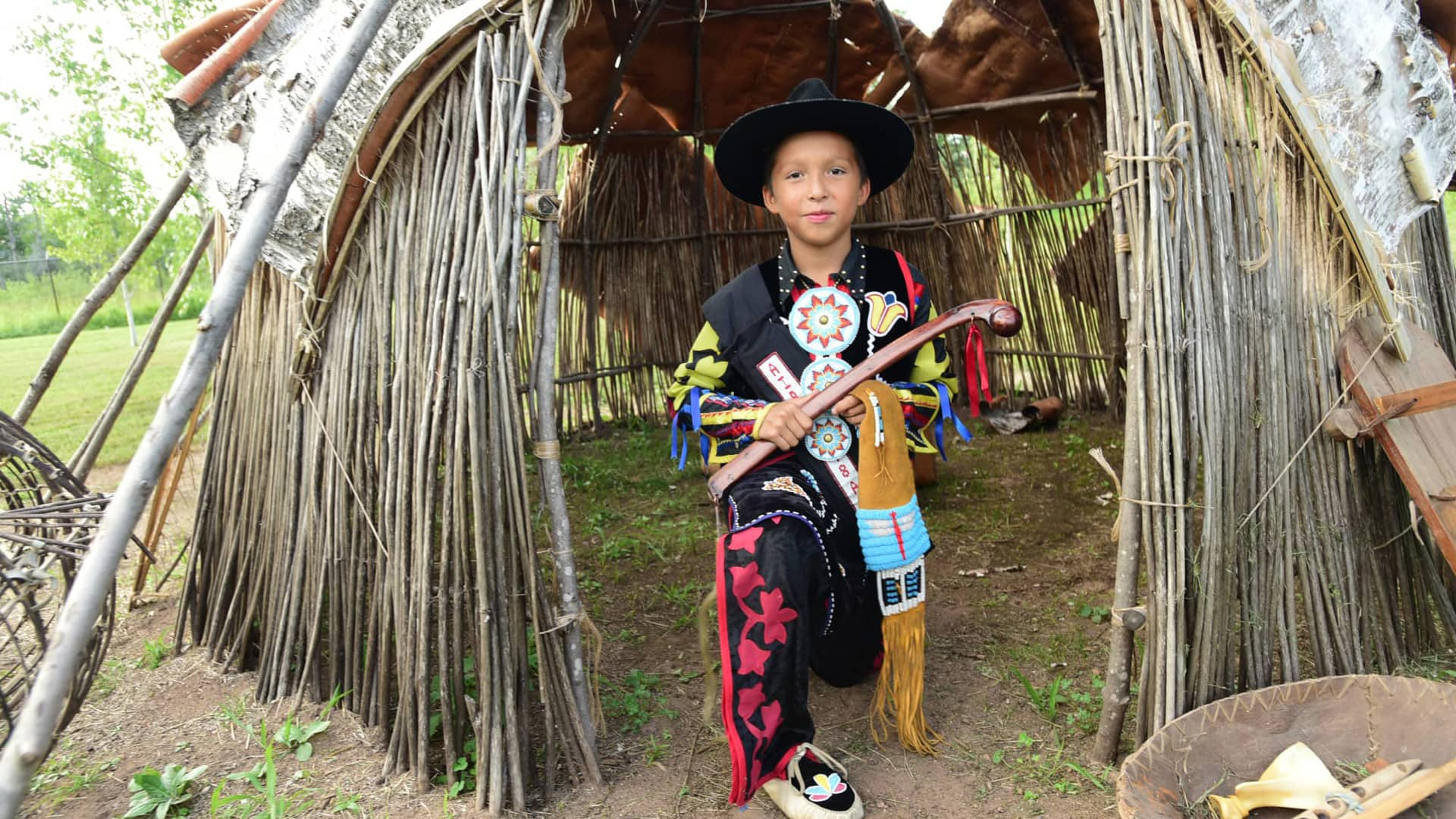 Boy at pow wow in Lac du Flambeau Vilas County Wisconsin