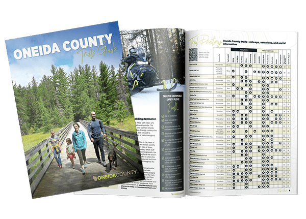 Order this Wisconsin travel guide: 2025 Oneida County Trails Guide cover