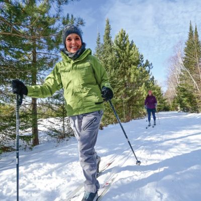 Related Article: Where to go skiing in Oneida County | Two women cross-country skiing on the Tara Lila Trails near Sugar Camp and Three Lakes in northeastern Oneida County Wisconsin